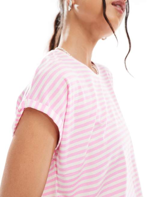 Vero Moda – T-shirt oversize w różowe paski, 3 z 4