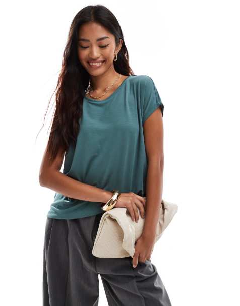 Vero Moda - T-shirt verde blu con scollo rotondo - view 1
