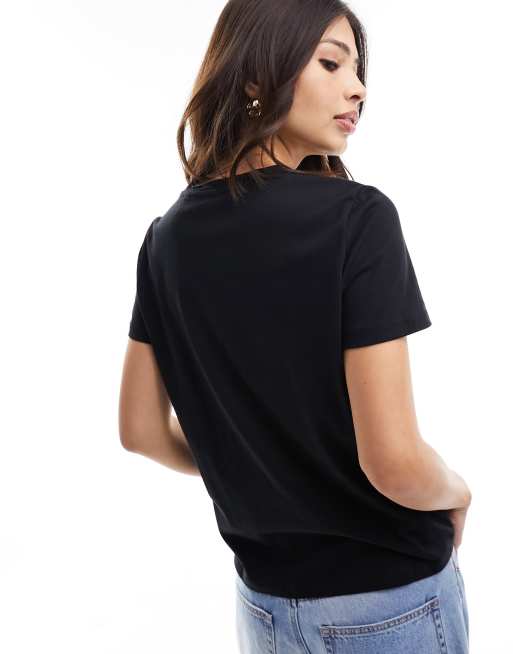 Vero Moda t shirt with embroidered face in black