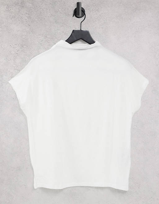 Vero Moda t-shirt with high neck in white