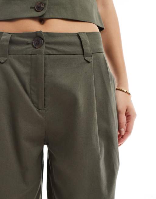 Vero Moda tailored barrel leg pants in kalamata green - part of a set, 3 of 5