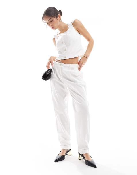 Vero Moda tailored barrel leg trouser co-ord in white - view 1
