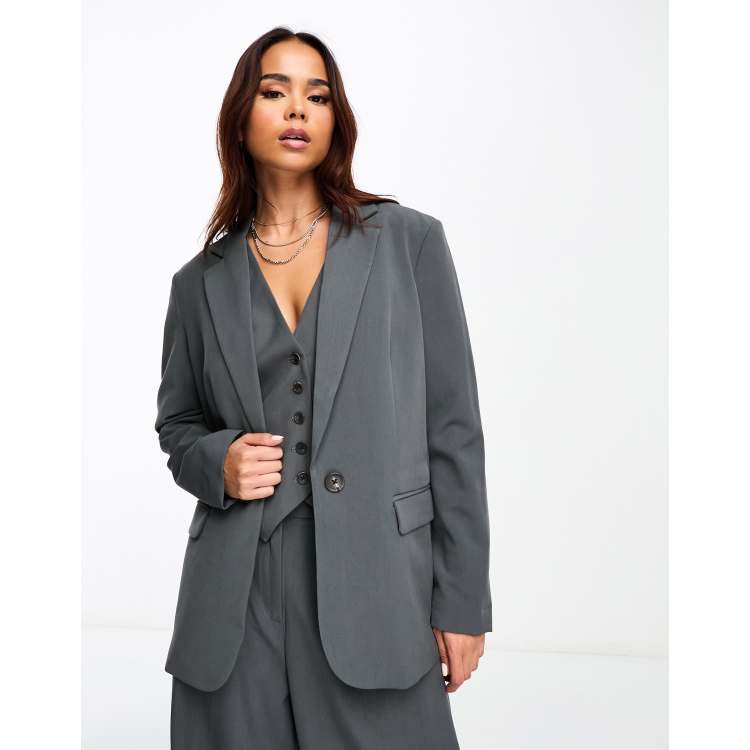 Vero Moda tailored houndstooth blazer co-ord in neutral check