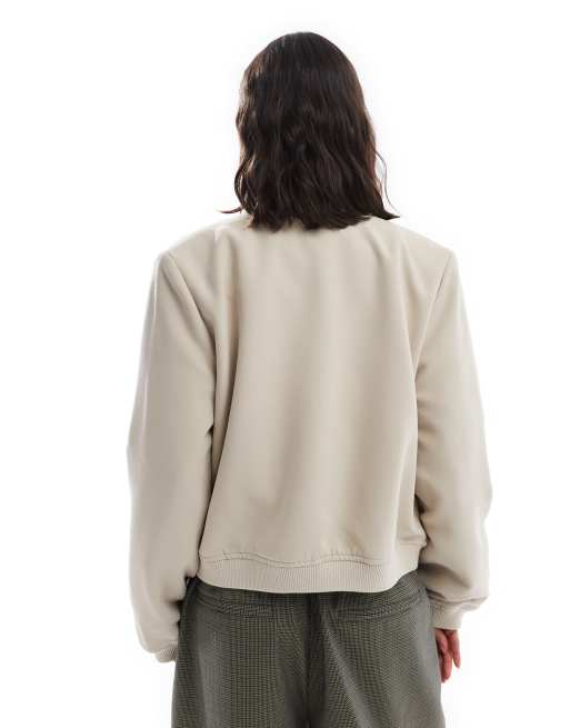 Vero Moda tailored bomber jacket with pockets in cream