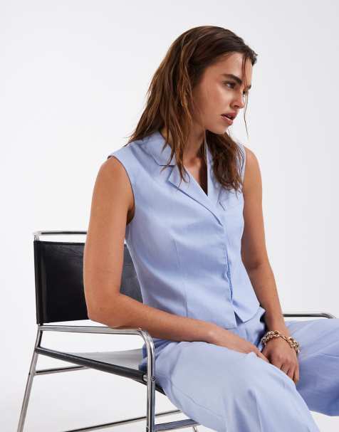 Vero Moda tailored boxy vest in brunnera blue - part of a set - view 1