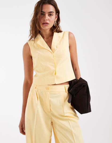 Vero Moda tailored boxy waistcoat in golden yellow (part of a set) - view 1