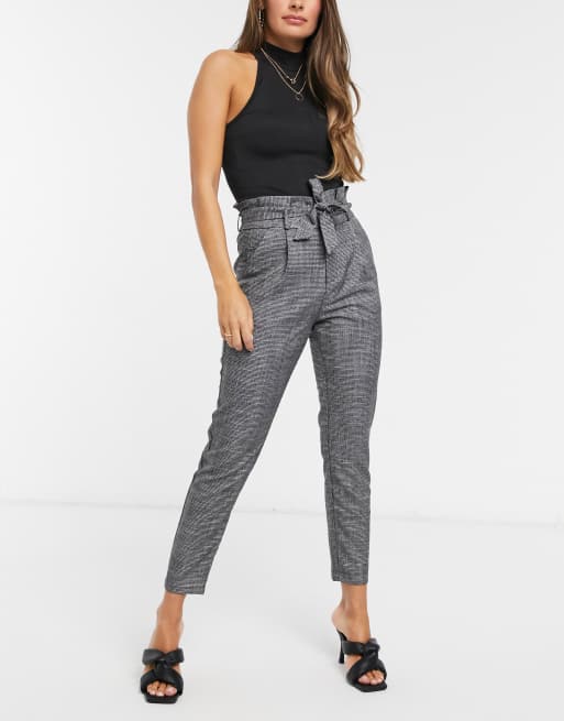 Checked Paper Bag Trousers –