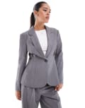 [Vero Moda] Vero Moda tailored cinched waist blazer in medium grey (part of a set) 40 Medium Grey