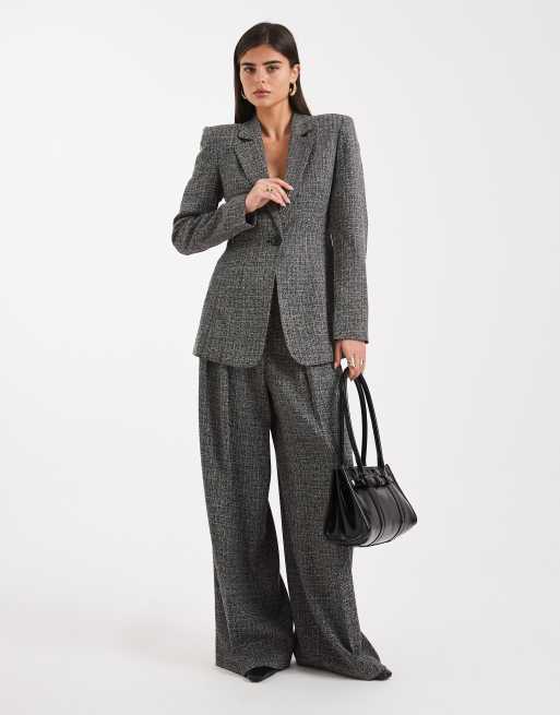 Vero Moda tailored cinched waist blazer in salt & pepper tweed - part of a set, 3 of 4
