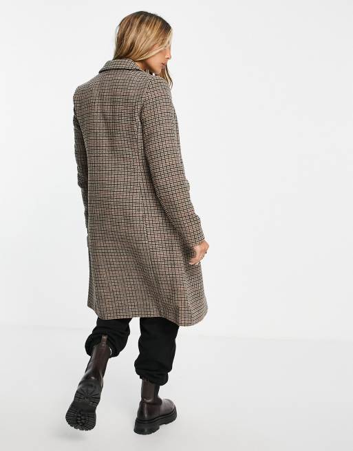 Vero coat in brown check | ASOS