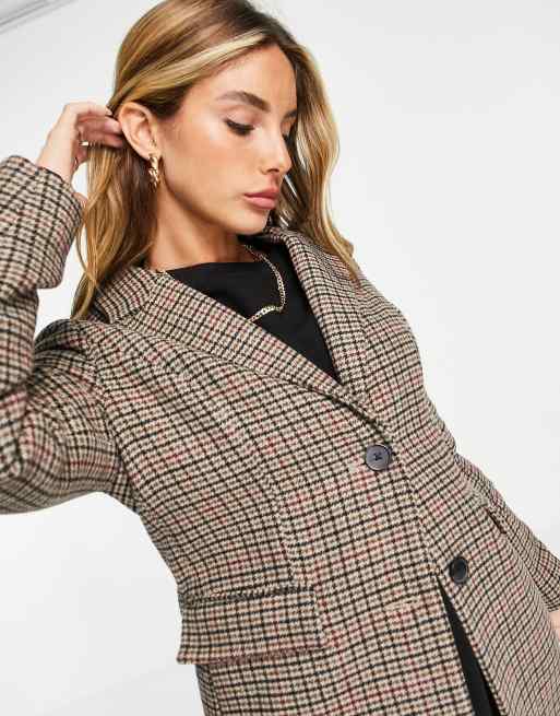 Vero Moda coat in brown plaid | ASOS