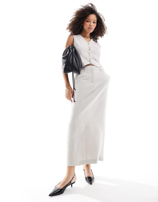 Vero Moda tailored column skirt in sand melange - part of a set