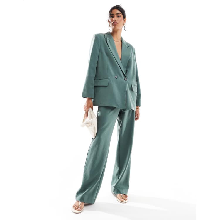 green emerald velvet dress Day at The Office Dark Green Wide Leg Trousers, Small - The Mint Julep Boutique main image 1