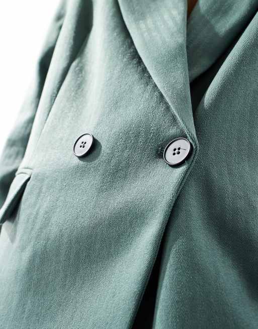 Vero Moda tailored herringbone blazer in dark forest green - part of a set