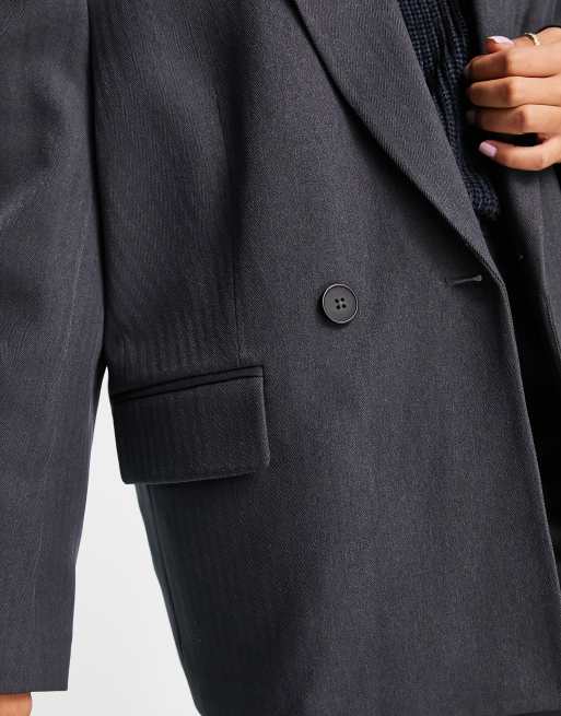 Vero Moda tailored herringbone blazer in grey (part of a set), 3 of 4