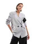 [Vero Moda] Vero Moda tailored herringbone blazer in light grey melange 34 Light grey