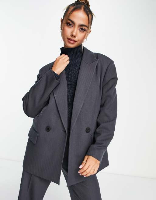 Vero Moda tailored herringbone co ord blazer in grey ASOS