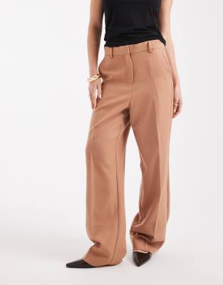 Vero Moda Tailored Herringbone Wide Leg Pants In Brown