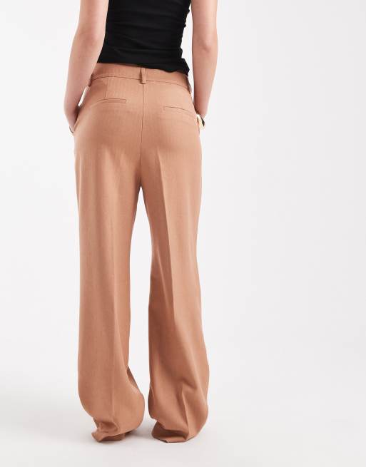 Vero Moda tailored herringbone wide leg pants in mocha (part of a set), 4 of 5