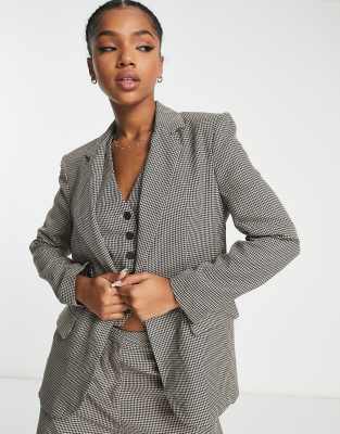 Vero Moda tailored houndstooth blazer co-ord in neutral check