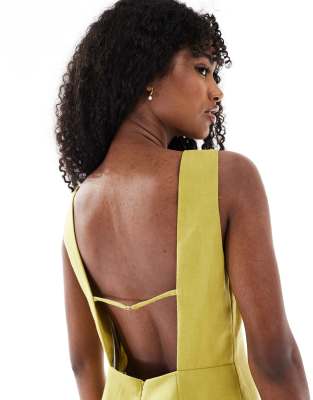 Vero Moda Tailored Open Back Mini Dress In Green