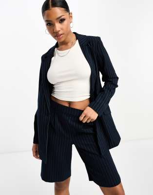 Vero Moda tailored pinstripe blazer in navy - part of a set