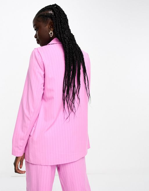 Pink pinstripe outlet blazer