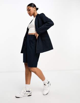 Vero Moda tailored pinstripe shorts in navy (part of a set)