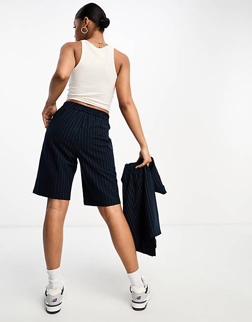 Vero Moda tailored pinstripe shorts in navy - part of a set | ASOS
