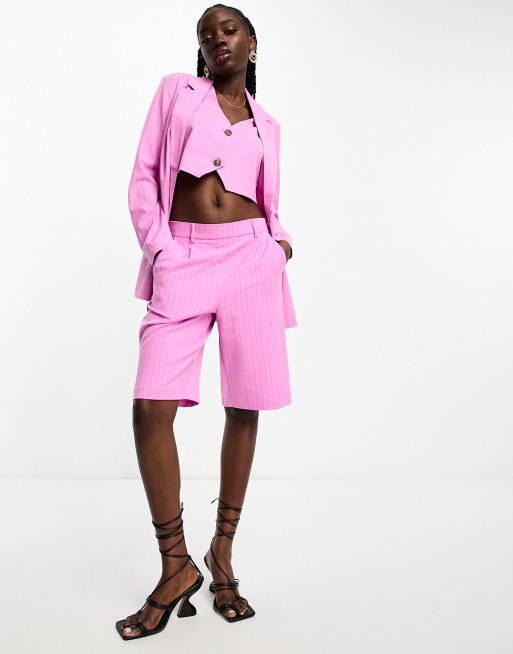 Pink blazer with discount shorts