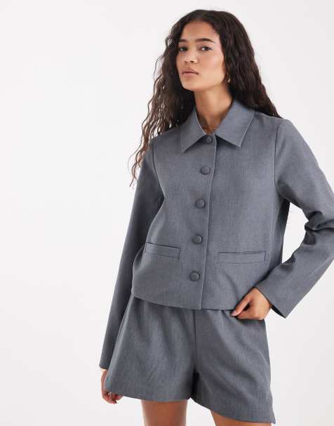 Vero Moda tailored smart blazer co-ord in grey melange - view 1