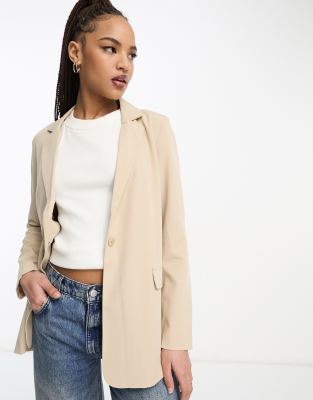 Vero Moda tailored stand alone blazer in stone - ASOS Price Checker