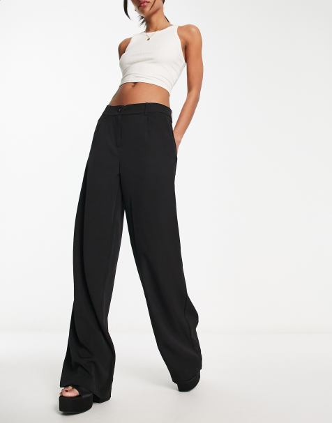 Vero Moda tailored stand alone dad trousers with pleat front in black