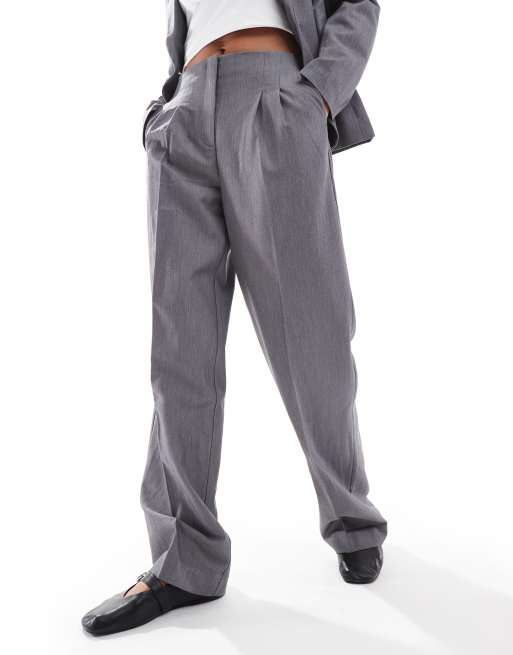 Vero Moda tailored straight leg pants in medium grey (part of a set)