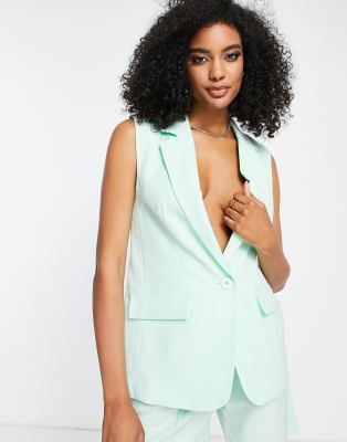 Vero Moda tailored vest and shorts set in green