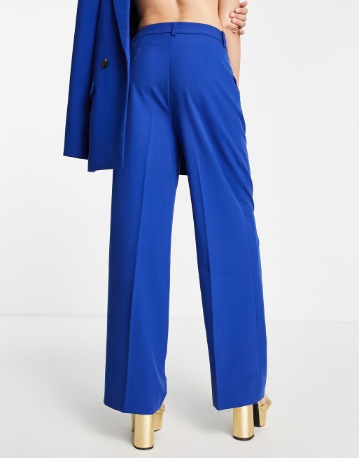 Vero Moda tailored suit wide leg pants in cobalt blue, 2 of 4
