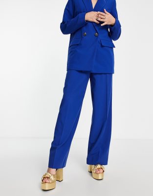 Shop Vero Moda tailored suit wide leg trousers in colbalt blue Online – Trendy & Affordable Fashion