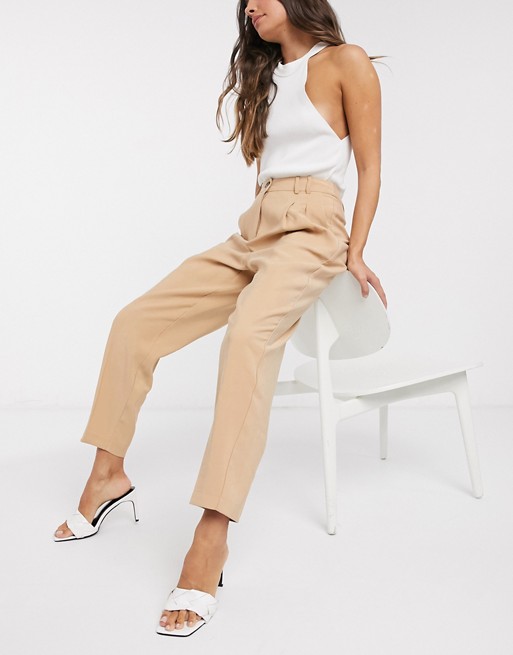 Tailored Tapered Trousers Beige
