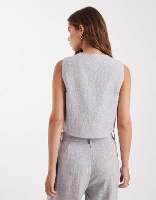 Vero Moda Tailored Tie Front Vest In Gray