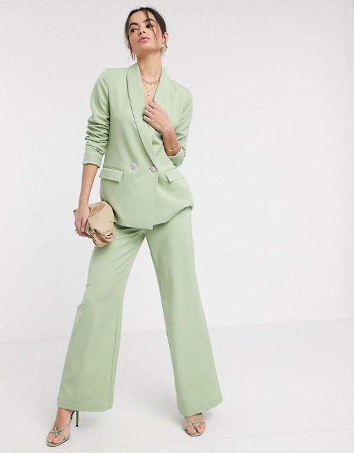 Vero Moda exclusive tailored trouser co ord with deco buttons in green