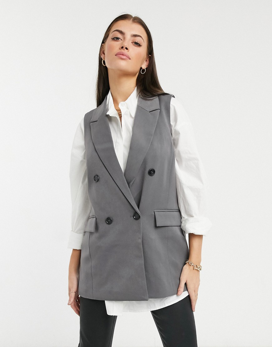 Vero Moda tailored vest in gray-Grey