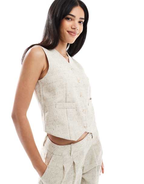 Vero Moda tailored vest in oatmeal - part of a set - view 1