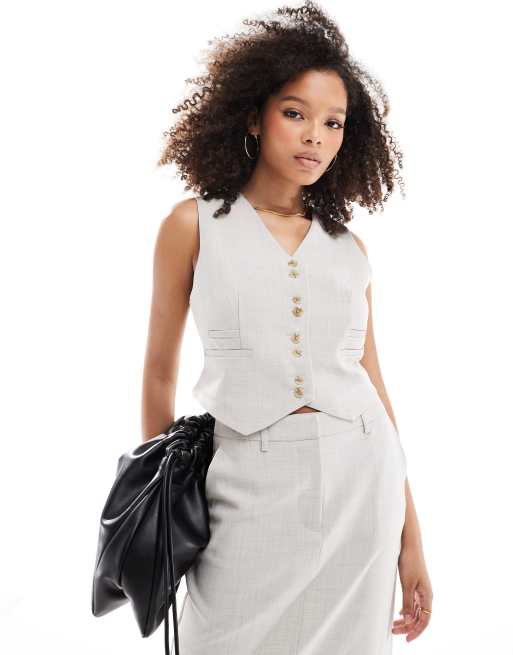 Vero Moda tailored vest in sand melange - part of a set