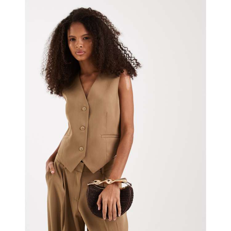 Vero Moda tailored vest mix & match in beige, part of a set | ASOS