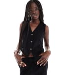 [Vero Moda] VERO MODA tailored waistcoat co-ord in black S Black
