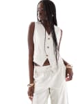 [Vero Moda] VERO MODA tailored waistcoat co-ord in stone-Neutral XS Silver Lining