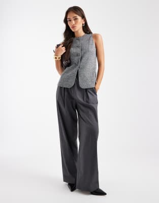 Vero Moda Vero Moda tailored waistcoat in black salt and pepper