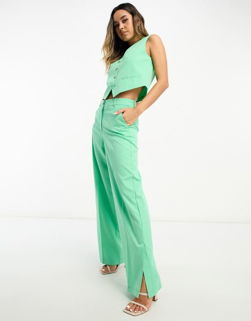 Vero Moda tailored wide leg co-ord in green , 4 of 4