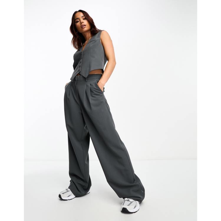 ASOS DESIGN wide leg pants in gray