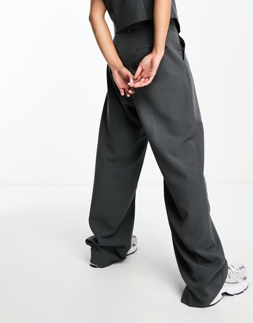 Vero Moda tailored wide leg dad pants in gray - part of a
